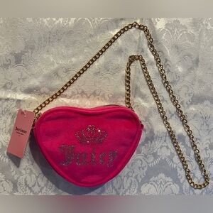 Juicy Couture Hot Pink Heart Crossbody with Gold Chain NWT